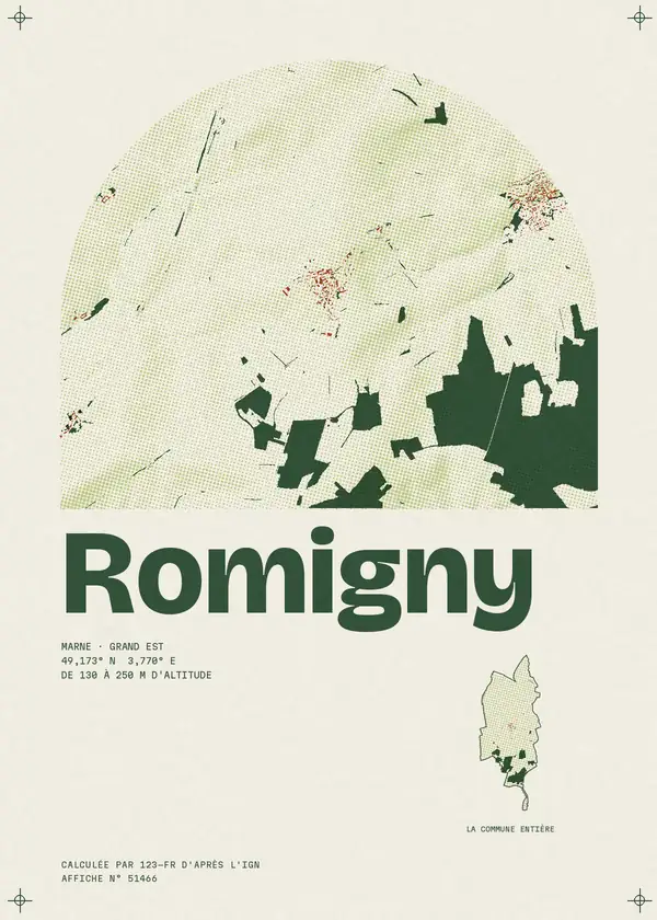 Affiche de Romigny, calculée par 123-fr d'après l'IGN