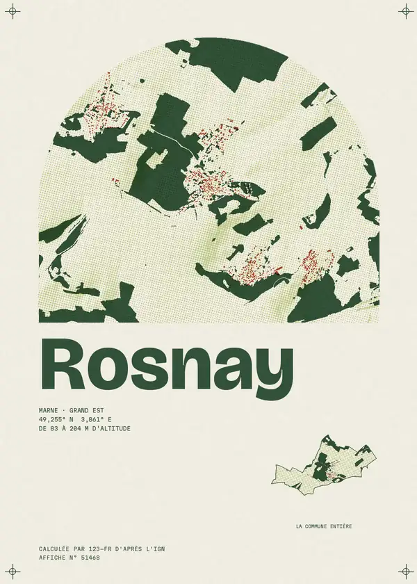 Affiche de Rosnay, calculée par 123-fr d'après l'IGN