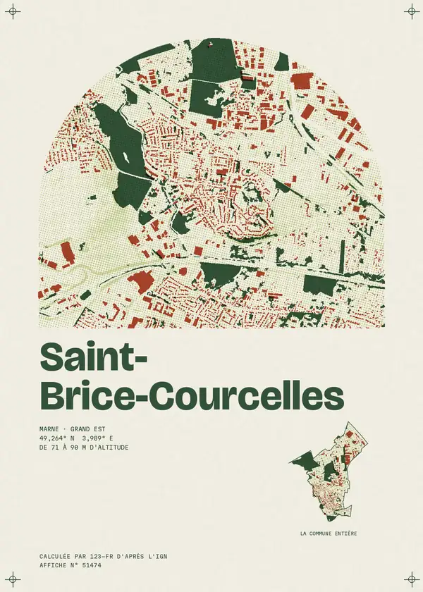 Affiche de Saint-Brice-Courcelles, calculée par 123-fr d'après l'IGN