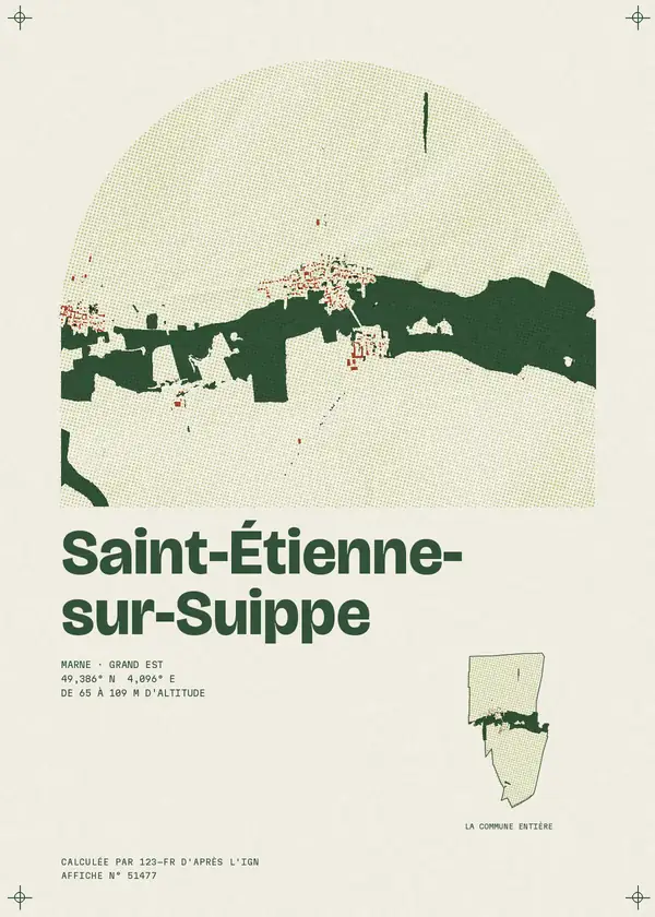 Affiche de Saint-Étienne-sur-Suippe, calculée par 123-fr d'après l'IGN