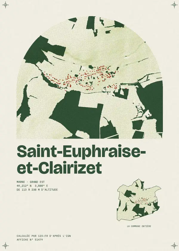 Affiche de Saint-Euphraise-et-Clairizet, calculée par 123-fr d'après l'IGN