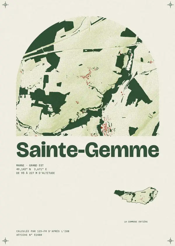 Affiche de Sainte-Gemme, calculée par 123-fr d'après l'IGN