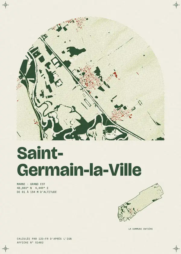 Affiche de Saint-Germain-la-Ville, calculée par 123-fr d'après l'IGN