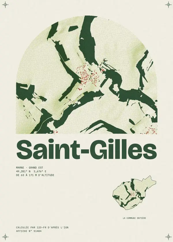 Affiche de Saint-Gilles, calculée par 123-fr d'après l'IGN