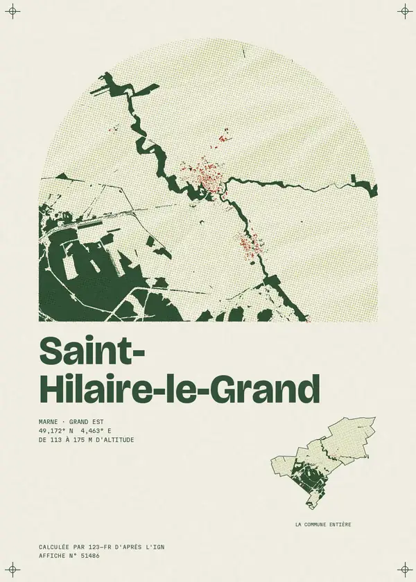 Affiche de Saint-Hilaire-le-Grand, calculée par 123-fr d'après l'IGN