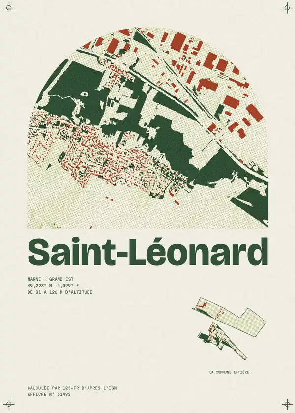 Affiche de Saint-Léonard, calculée par 123-fr d'après l'IGN