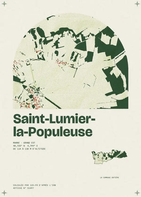 Affiche de Saint-Lumier-la-Populeuse, calculée par 123-fr d'après l'IGN