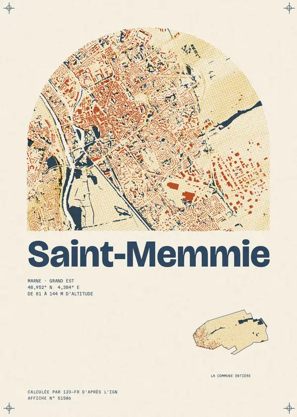 Affiche de Saint-Memmie, calculée par 123-fr d'après l'IGN