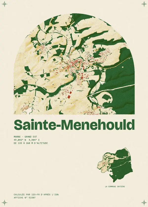 Affiche de Sainte-Menehould, calculée par 123-fr d'après l'IGN