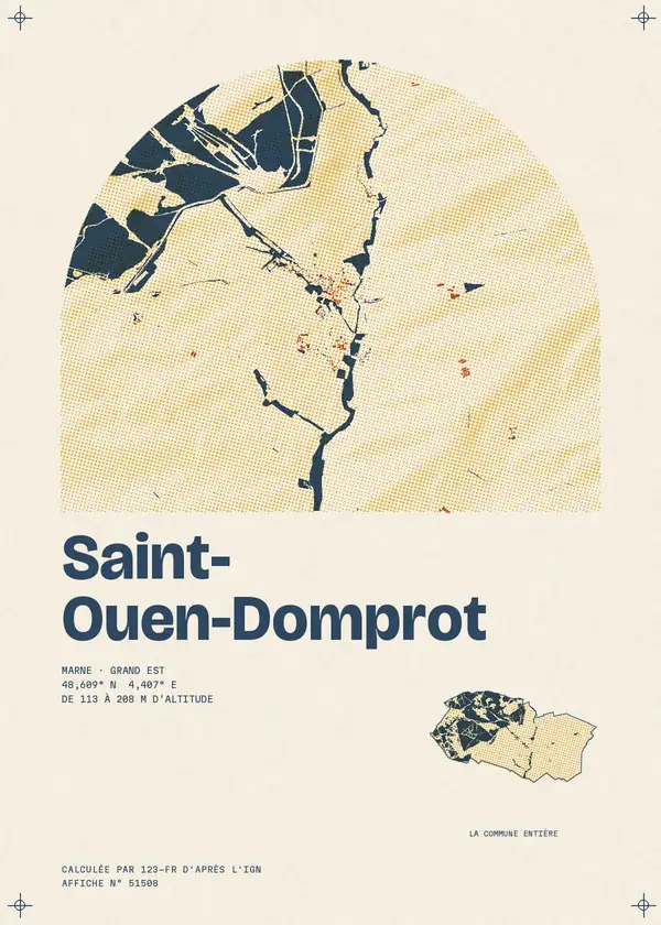 Affiche de Saint-Ouen-Domprot, calculée par 123-fr d'après l'IGN