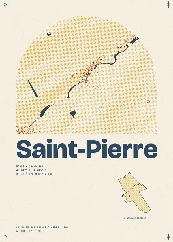 Affiche de Saint-Pierre, calculée par 123-fr d'après l'IGN