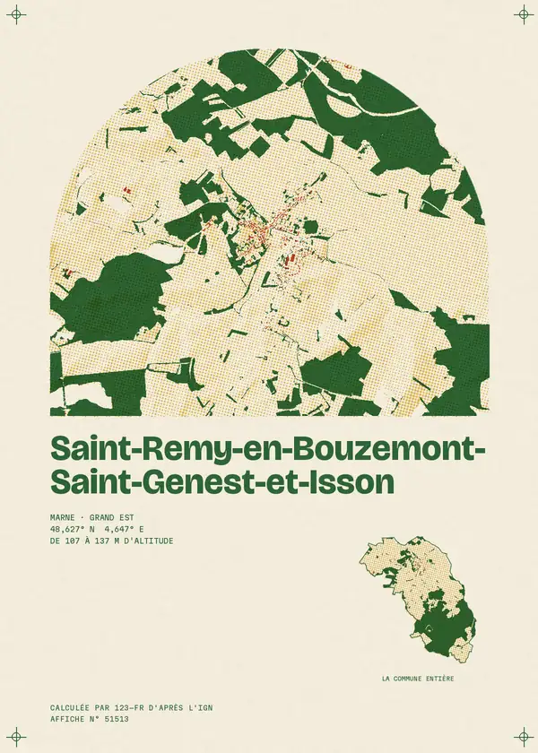 Affiche de Saint-Remy-en-Bouzemont-Saint-Genest-et-Isson, calculée par 123-fr d'après l'IGN