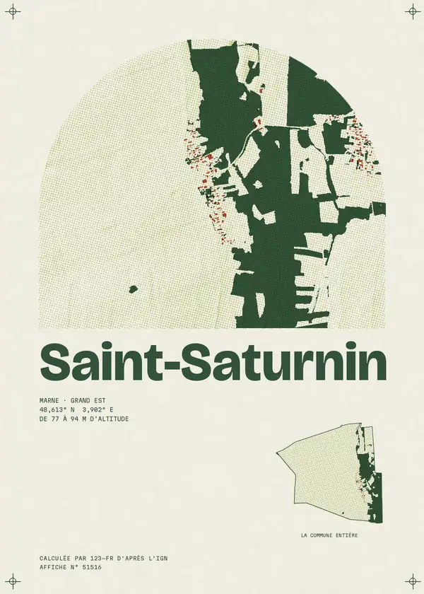 Affiche de Saint-Saturnin, calculée par 123-fr d'après l'IGN