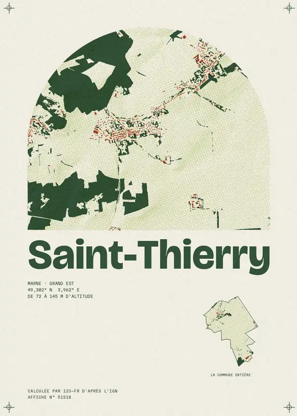 Affiche de Saint-Thierry, calculée par 123-fr d'après l'IGN
