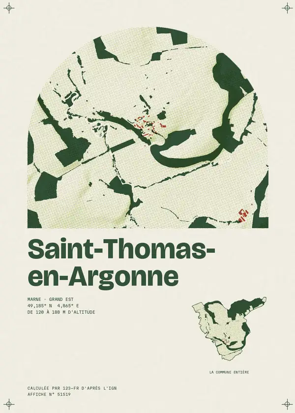 Affiche de Saint-Thomas-en-Argonne, calculée par 123-fr d'après l'IGN