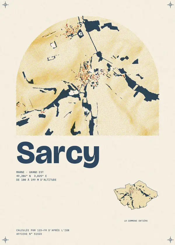 Affiche de Sarcy, calculée par 123-fr d'après l'IGN