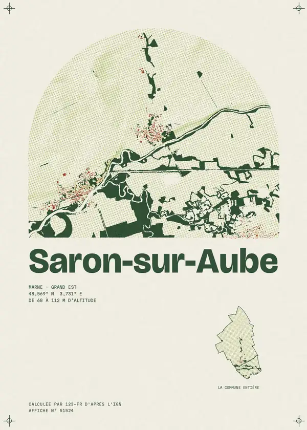 Affiche de Saron-sur-Aube, calculée par 123-fr d'après l'IGN