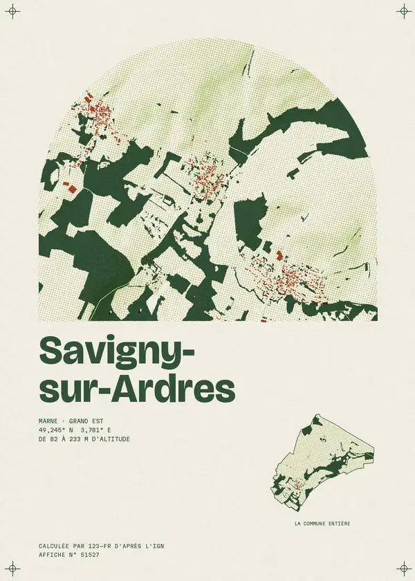 Affiche de Savigny-sur-Ardres, calculée par 123-fr d'après l'IGN