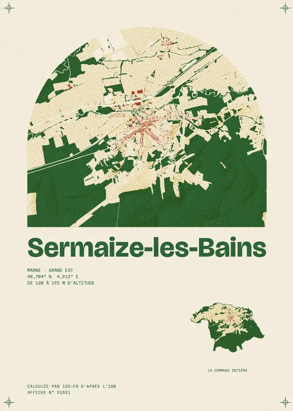 Affiche de Sermaize-les-Bains, calculée par 123-fr d'après l'IGN