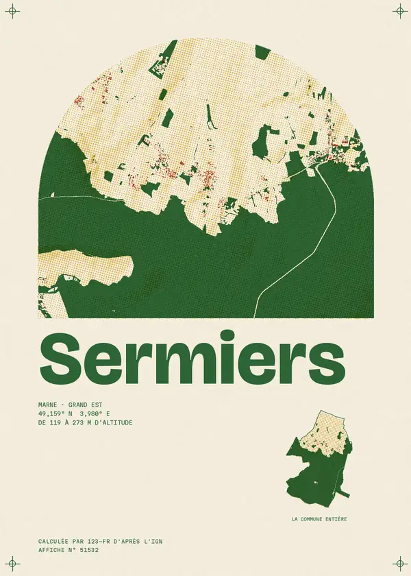 Affiche de Sermiers, calculée par 123-fr d'après l'IGN