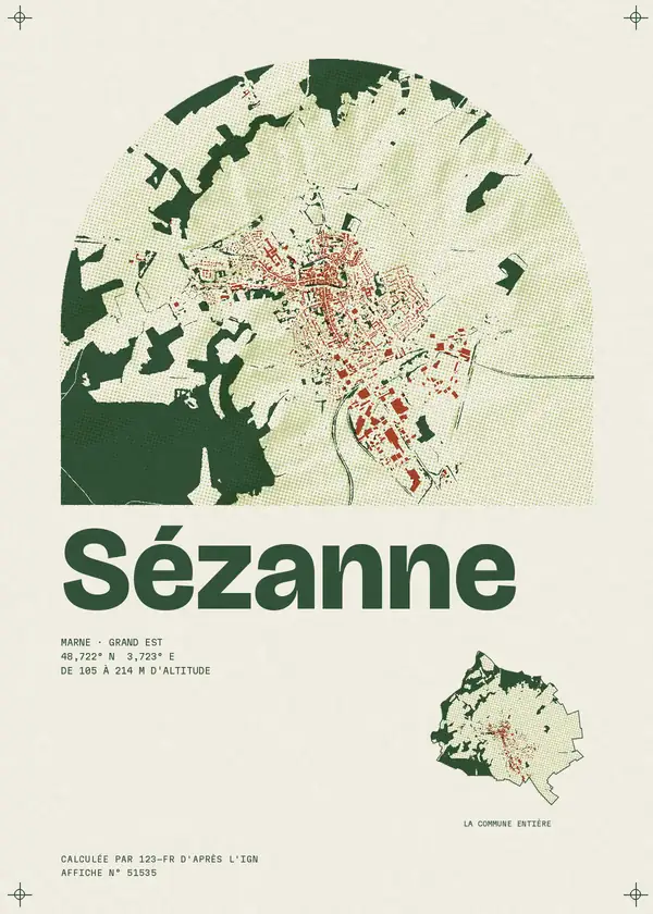 Affiche de Sézanne, calculée par 123-fr d'après l'IGN