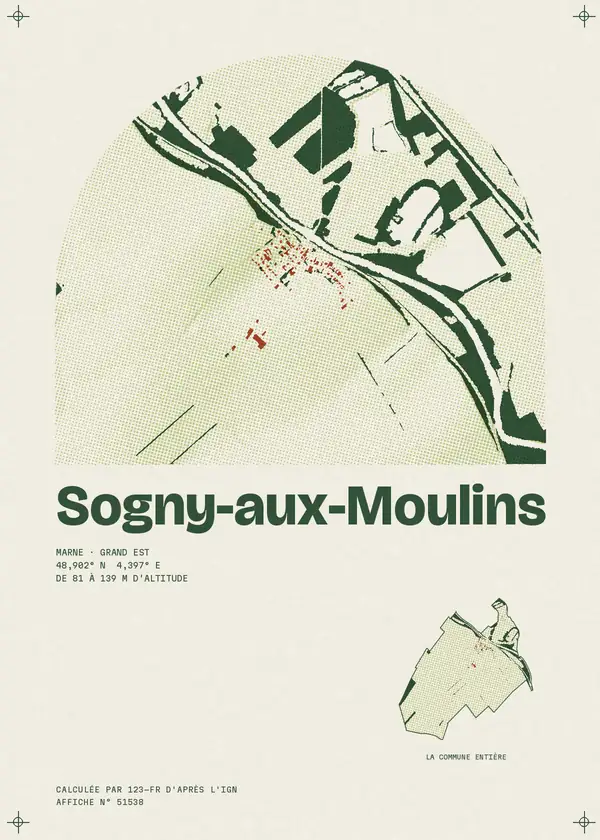 Affiche de Sogny-aux-Moulins, calculée par 123-fr d'après l'IGN