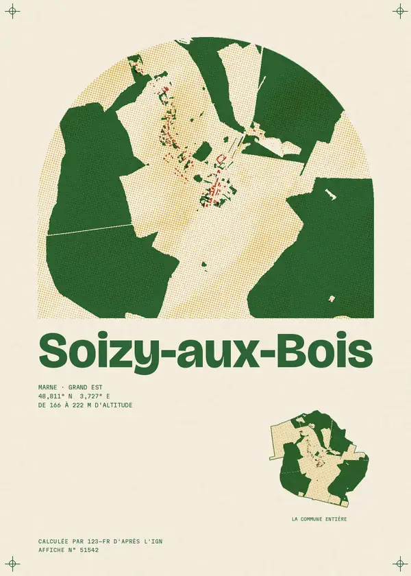 Affiche de Soizy-aux-Bois, calculée d'après l'IGN
