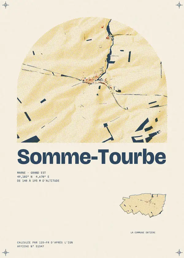 Affiche de Somme-Tourbe, calculée par 123-fr d'après l'IGN