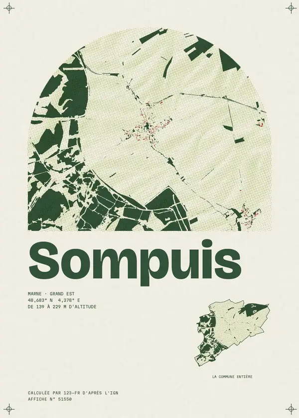 Affiche de Sompuis, calculée par 123-fr d'après l'IGN
