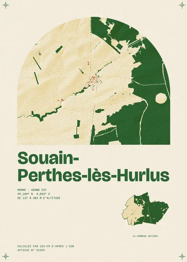 Affiche de Souain-Perthes-lès-Hurlus, calculée par 123-fr d'après l'IGN