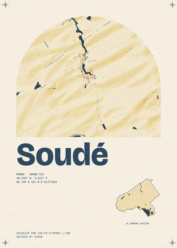 Affiche de Soudé, calculée par 123-fr d'après l'IGN