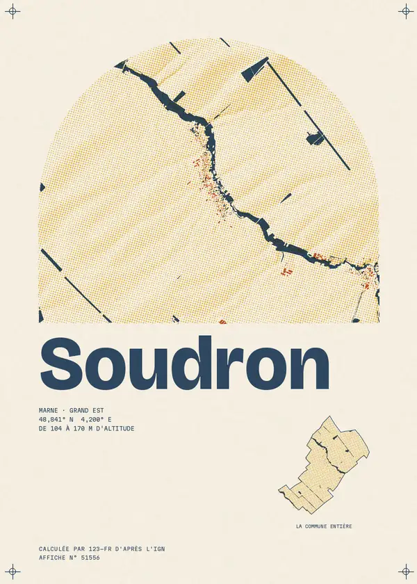 Affiche de Soudron, calculée par 123-fr d'après l'IGN