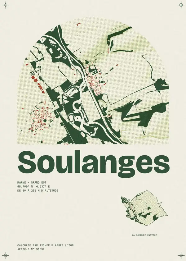 Affiche de Soulanges, calculée par 123-fr d'après l'IGN