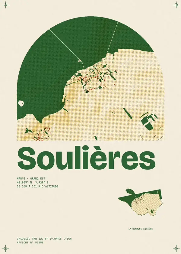 Affiche de Soulières, calculée par 123-fr d'après l'IGN