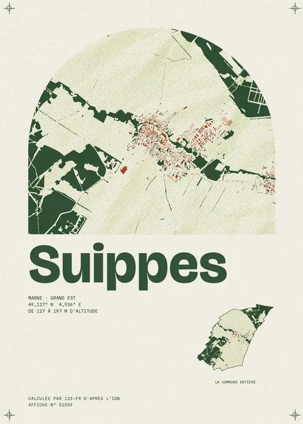 Affiche de Suippes, calculée par 123-fr d'après l'IGN