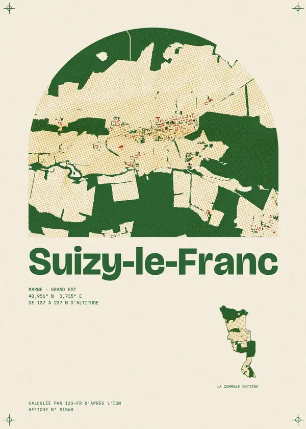 Affiche de Suizy-le-Franc, calculée par 123-fr d'après l'IGN