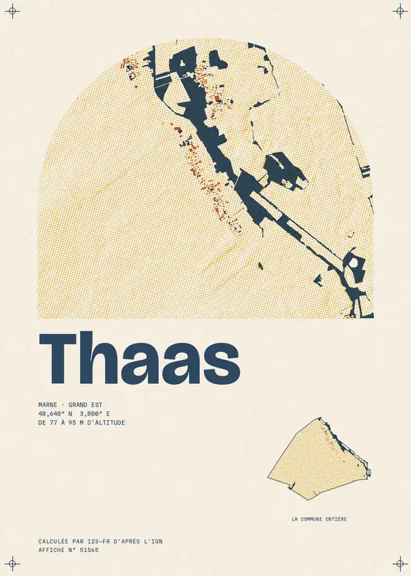 Affiche de Thaas, calculée par 123-fr d'après l'IGN