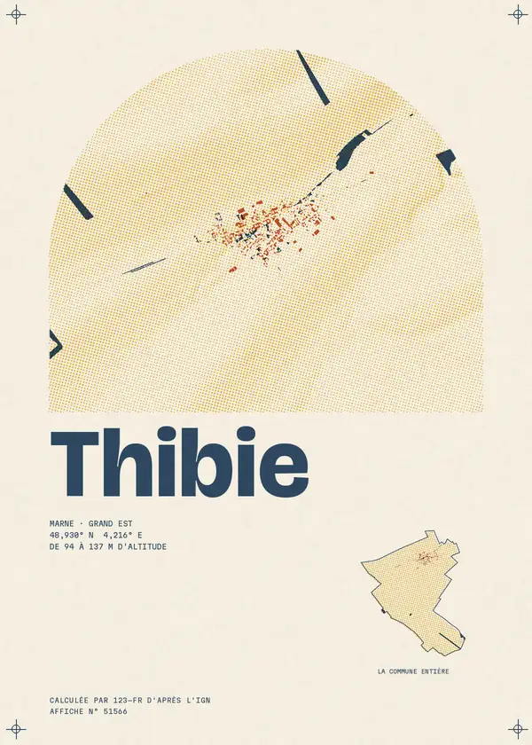 Affiche de Thibie, calculée par 123-fr d'après l'IGN