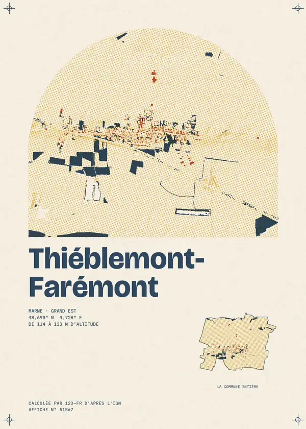 Affiche de Thiéblemont-Farémont, calculée par 123-fr d'après l'IGN