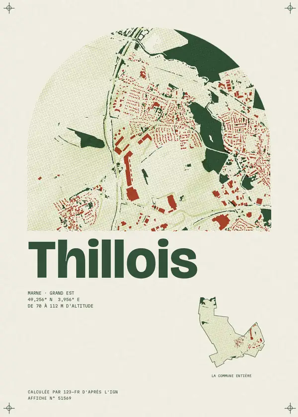 Affiche de Thillois, calculée par 123-fr d'après l'IGN