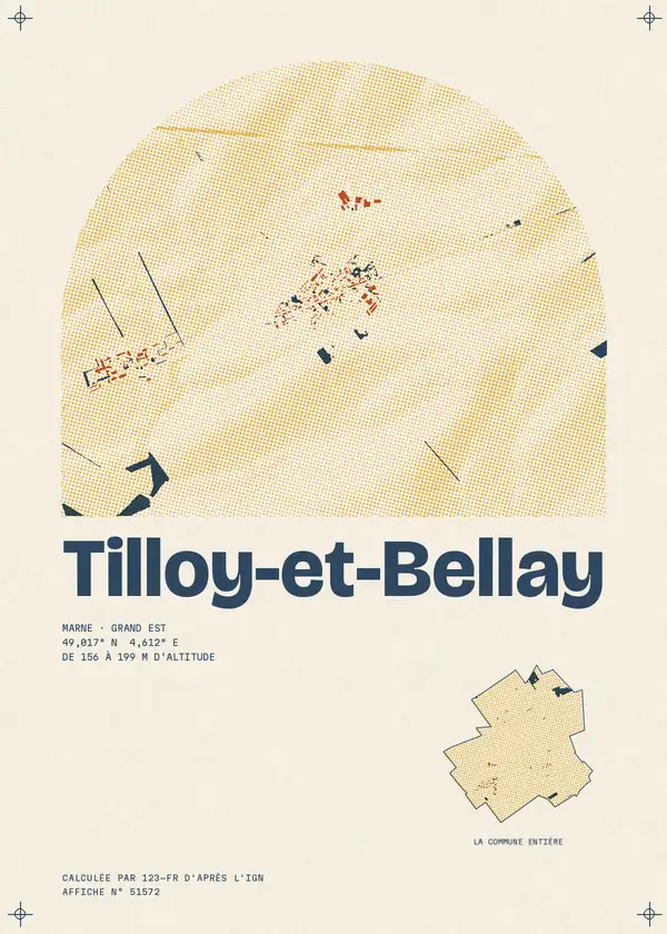 Affiche de Tilloy-et-Bellay, calculée par 123-fr d'après l'IGN