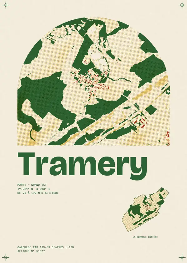 Affiche de Tramery, calculée par 123-fr d'après l'IGN
