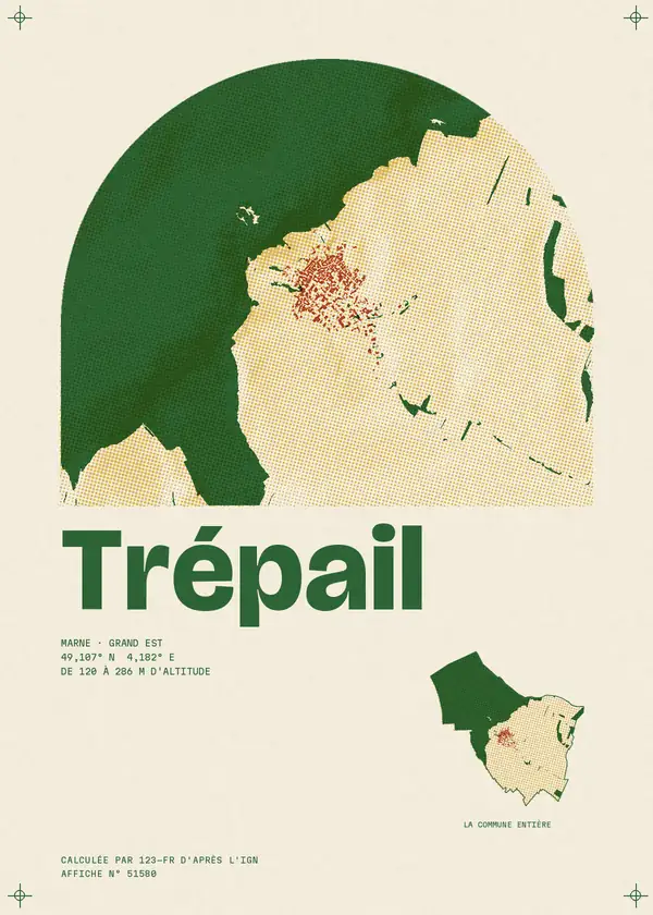 Affiche de Trépail, calculée par 123-fr d'après l'IGN