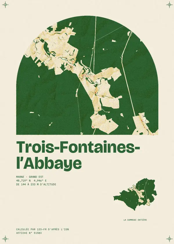 Affiche de Trois-Fontaines-l'Abbaye, calculée par 123-fr d'après l'IGN
