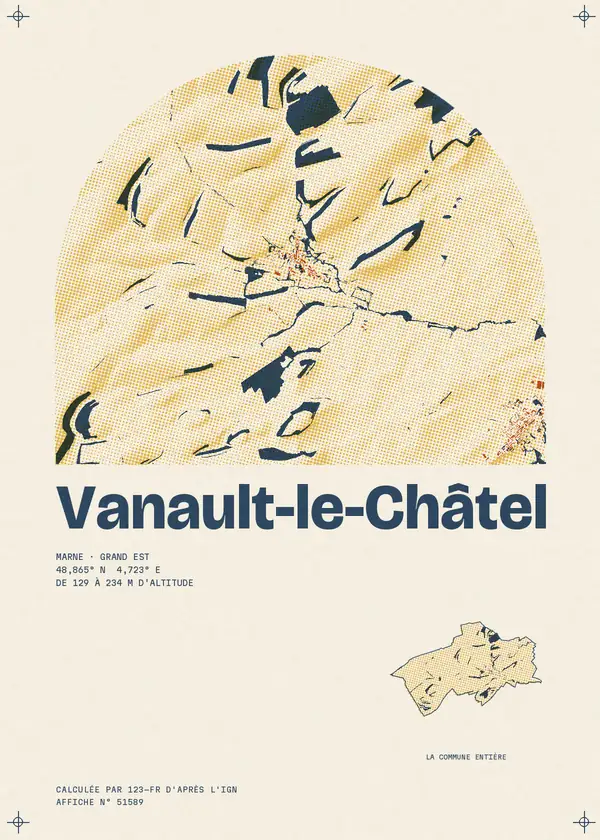 Affiche de Vanault-le-Châtel, calculée par 123-fr d'après l'IGN