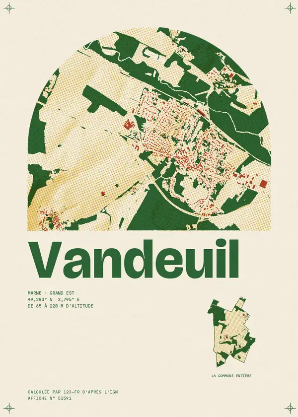 Affiche de Vandeuil, calculée par 123-fr d'après l'IGN