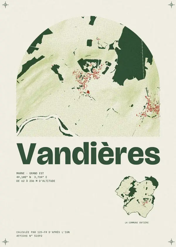 Affiche de Vandières, calculée par 123-fr d'après l'IGN