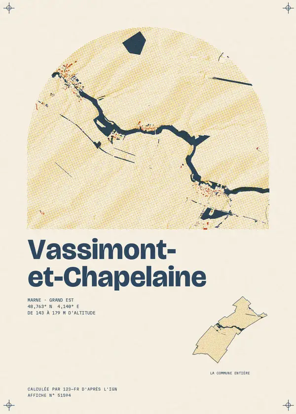 Affiche de Vassimont-et-Chapelaine, calculée par 123-fr d'après l'IGN
