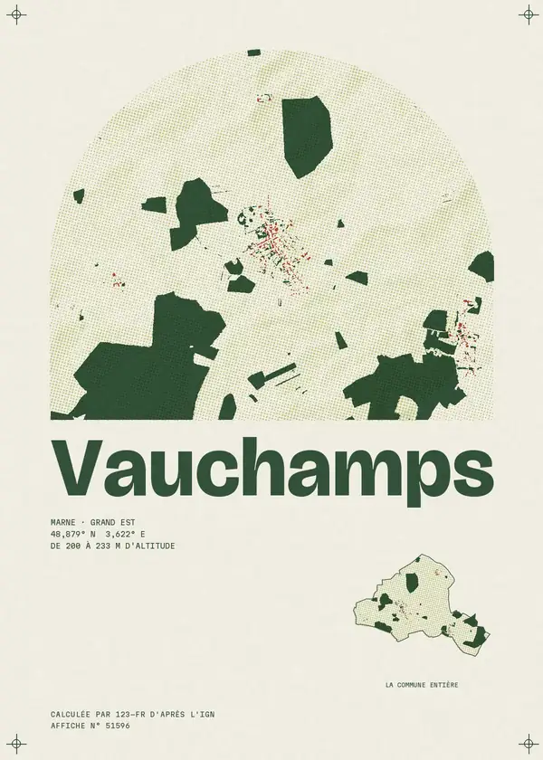 Affiche de Vauchamps, calculée par 123-fr d'après l'IGN