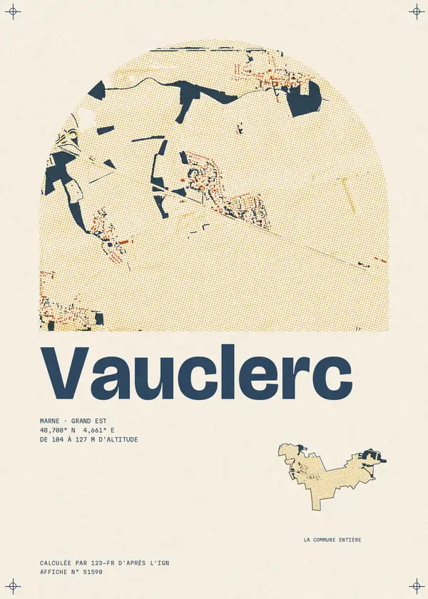 Affiche de Vauclerc, calculée par 123-fr d'après l'IGN